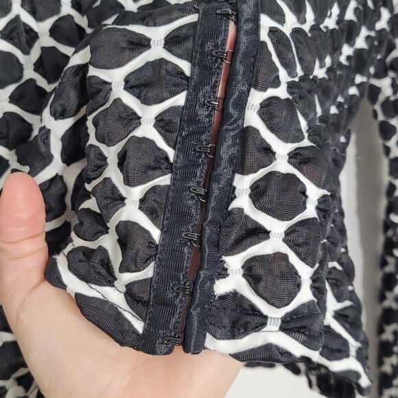 X:S Clothing Black & White Patterned Round Neck Long Sleeve Hook & Loop Top - Picture 3 of 7